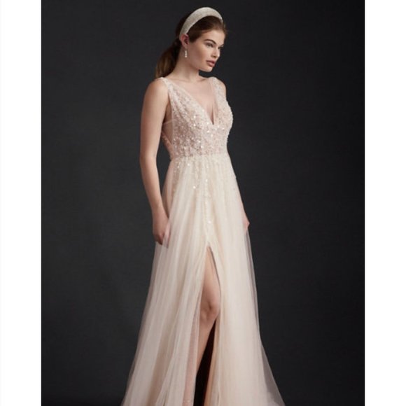 BHLDN Written in the Stars Beaded Tulle Open-Back Wedding Ballgown - Picture 3 of 17
